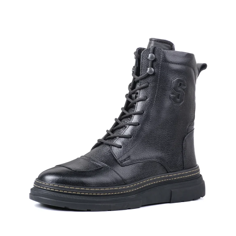 بوتین مردانه ساق بلند مدل سوبارو3 مشکی کفش شمس