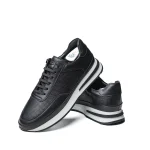 کفش چرم اسپرت مردانه رنگ مشکی مدل n2 برند کفش شمس