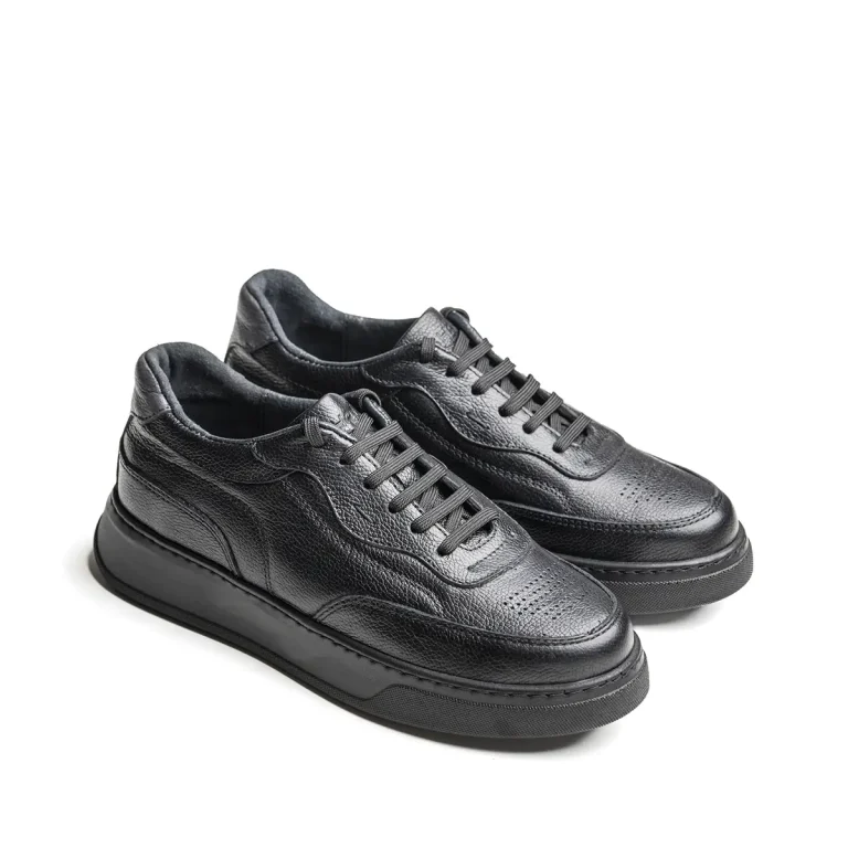 کفش ونس زنانه چرم مدل 2025 رنگ مشکی از برند کفش شمس