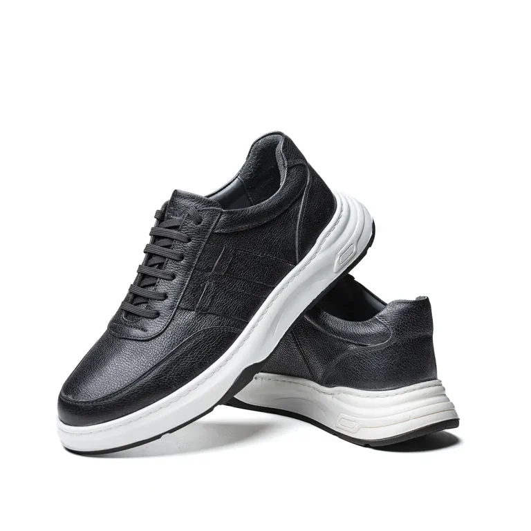 کفش اسپرت مردانه چرم مدل کورت 2 رنگ مشکی از برند کفش شمس تبریز