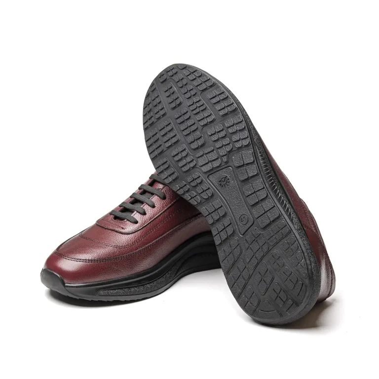 کفش اسپرت مردانه شیک چرم مدل زیرو3 رنگ زرشکی